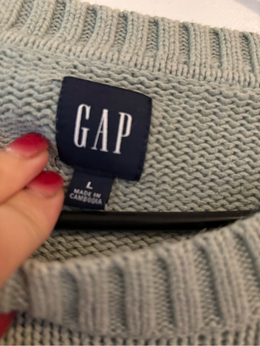 GAP Sea foam Green 100% Cotton Crewneck Sweater - Picture 2 of 2